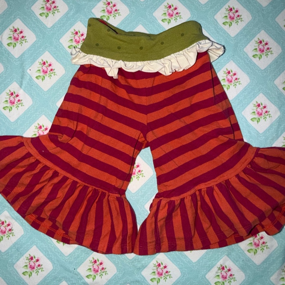 Persnickety Red and Orange Striped Ruffle Pants